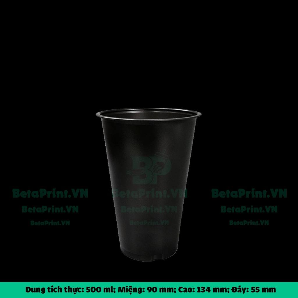 Kích thước Ly nhựa trơn TIM MỜ ĐEN 500 ml - UKP