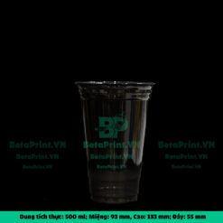 Kích thước ly PET đen 16oz - UKP