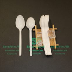 Muỗng nhựa màu trắng 15cm