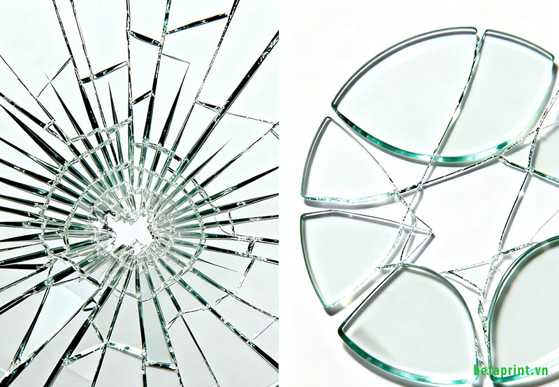 Thủy tinh vô cơ vỡ thành nhiều mảnh sắc nhọn nguy hiểm, trong khi PMMA chỉ nứt vỡ, an toàn hơn